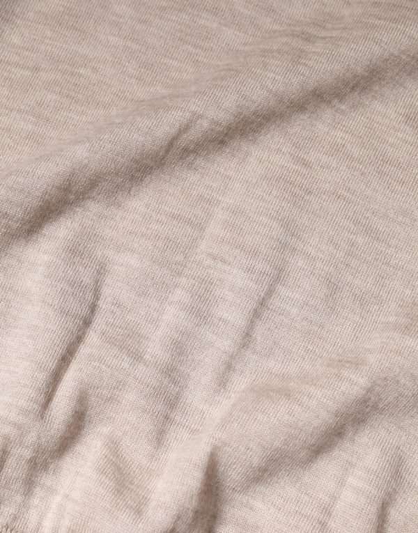 Beige Cashmere Knit Collared Pullover Sweater - Image 6