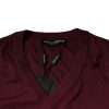 Maroon Cashmere V-neck Men Pullover Sweater - Image 7