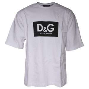White Logo Print Cotton Crew Neck T-shirt