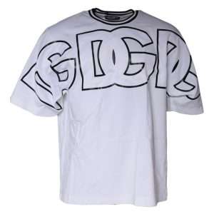 White Logo Print Crew Neck T-shirt