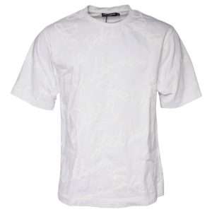 White Logo Print Cotton Crew Neck T-shirt