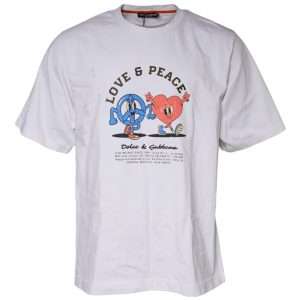 White Love & Peace Cotton Round Neck T-shirt