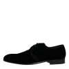Black Velvet Leather Lace Up Derby Shoes - Image 6