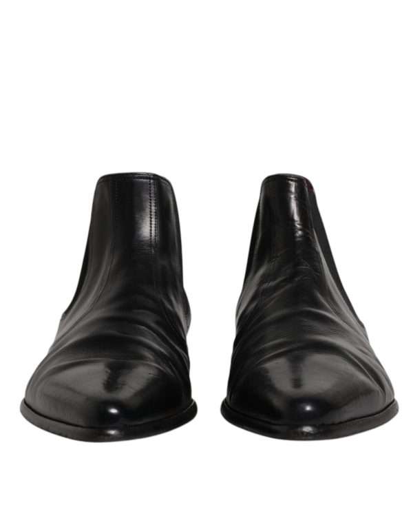Black Leather Chelsea Men Ankle Boots Shoes - Image 2