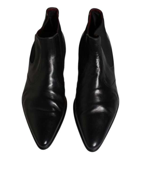 Black Leather Chelsea Men Ankle Boots Shoes - Image 3