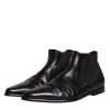 Black Leather Chelsea Men Ankle Boots Shoes - Image 4