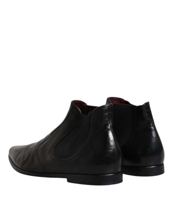 Black Leather Chelsea Men Ankle Boots Shoes - Image 5