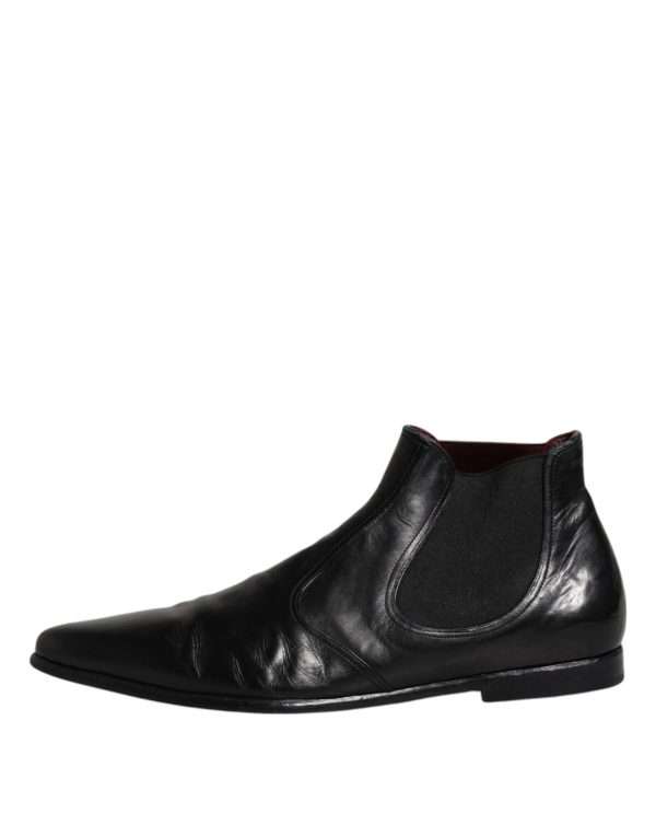 Black Leather Chelsea Men Ankle Boots Shoes - Image 6