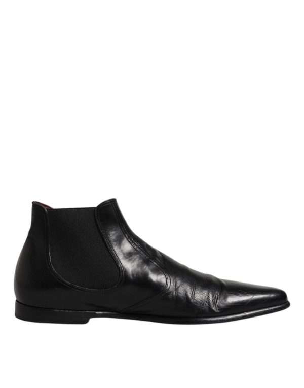 Black Leather Chelsea Men Ankle Boots Shoes - Image 7
