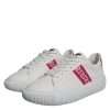 White Pink Greca Print Platform Low Top Sneakers Shoes - Image 3