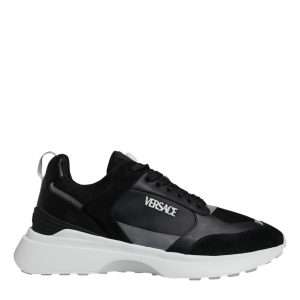 Black Canvas Quad Fabric Medusa Low Top Sneaker Shoes