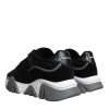 Black Leather Neoprene Chunky Low Top Sneakers Squalo Shoes - Image 4