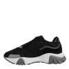 Black Leather Neoprene Chunky Low Top Sneakers Squalo Shoes - Image 5