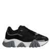 Black Leather Neoprene Chunky Low Top Sneakers Squalo Shoes - Image 6
