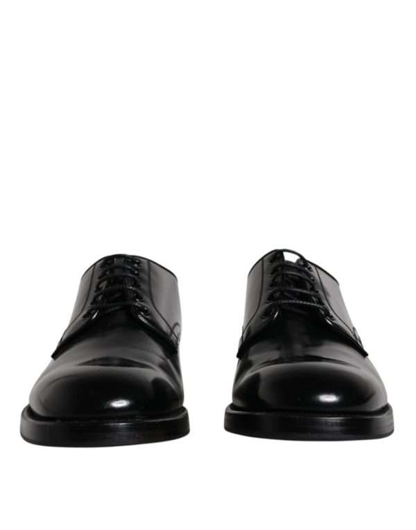 Black Leather Lace Up Men Derby Formal Shoes - Image 2
