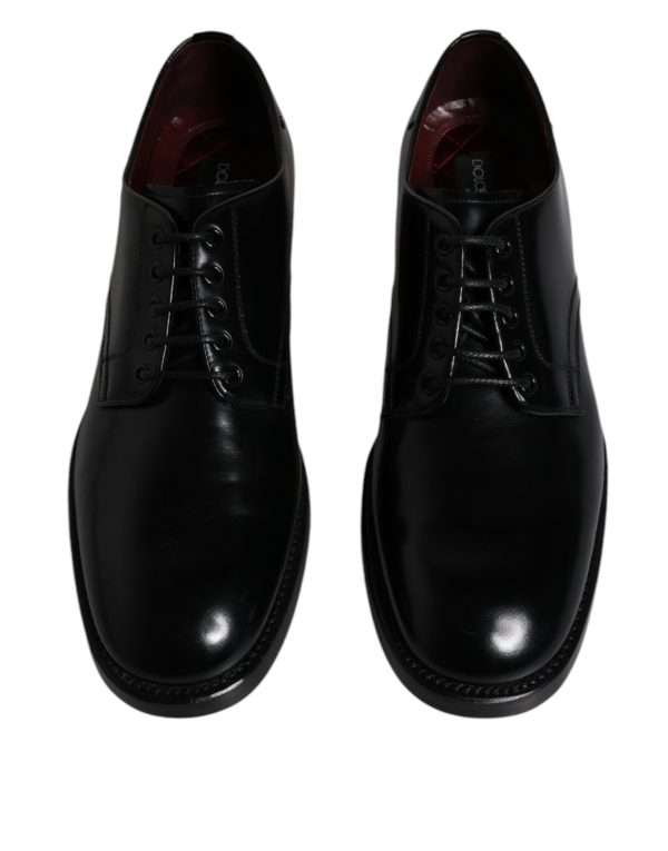 Black Leather Lace Up Men Derby Formal Shoes - Image 3