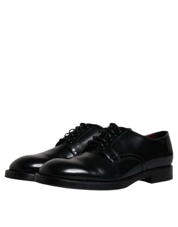 Black Leather Lace Up Men Derby Formal Shoes - Image 4