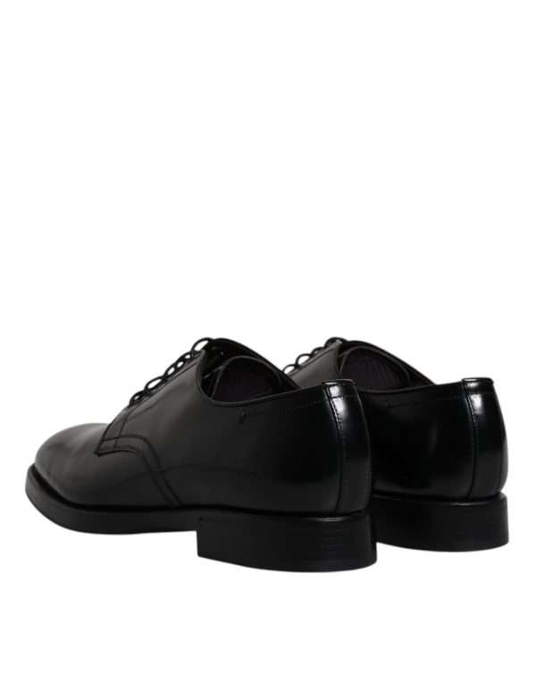 Black Leather Lace Up Men Derby Formal Shoes - Image 5
