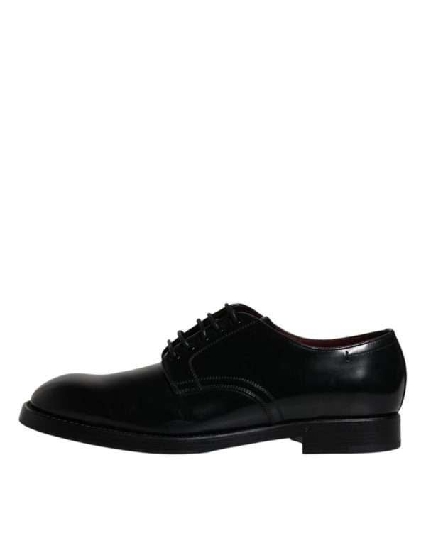 Black Leather Lace Up Men Derby Formal Shoes - Image 6