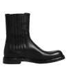 Black Horse Leather Mid Calf Boots Shoes - Image 7