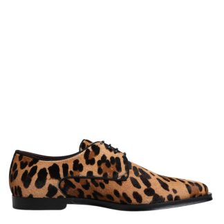 Brown Leopard Derby Formal Men Dress Shoes