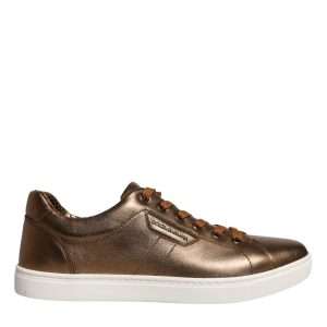 Gold Leather Logo London Men Sneaker Shoes