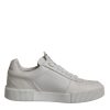 White Miami Leather Low Top Sneakers Shoes - Image 7