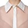 White Sheer Collared Buttoned Long Sleeves Top - Image 5