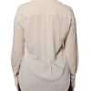Beige Silk Blend Collared Button Down Top - Image 4