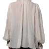 Off White Silk Blend Ascot Collar Blouse Top - Image 4