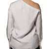 Beige Silk Ascot Collared Long Sleeves Top - Image 4