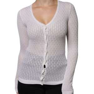 White Silk Button Down Cardigan Sweater