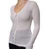 White Silk Button Down Cardigan Sweater - Image 3
