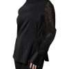 Black Silk Blend Long Sleeves Blouse Top - Image 3
