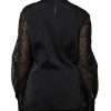 Black Silk Blend Long Sleeves Blouse Top - Image 4