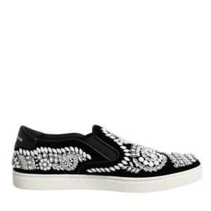 Black Embellished London Men Slip On Shoes