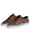Brown Leopard Logo Print Cotton Sneakers Shoes - Image 4
