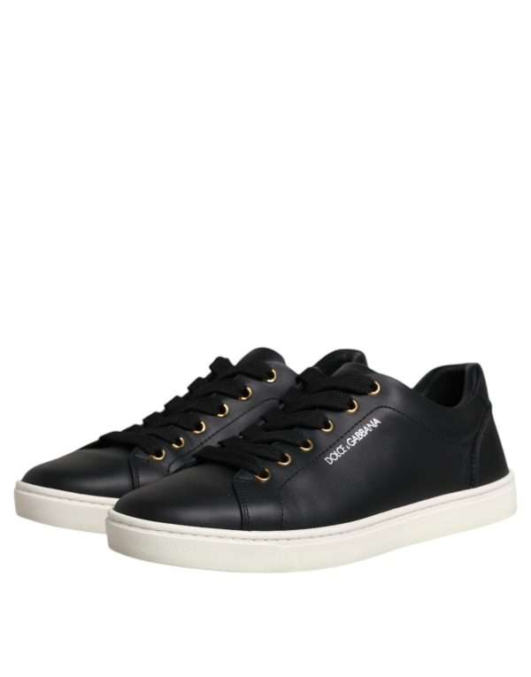 Black Leather Logo London Sneaker Shoes - Image 4