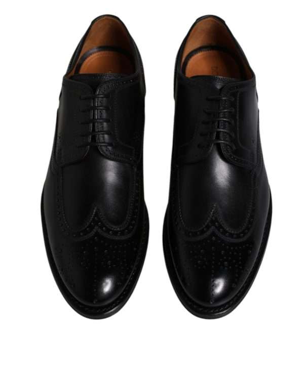 Black Leather Derby Wingtip Formal Shoes - Image 3