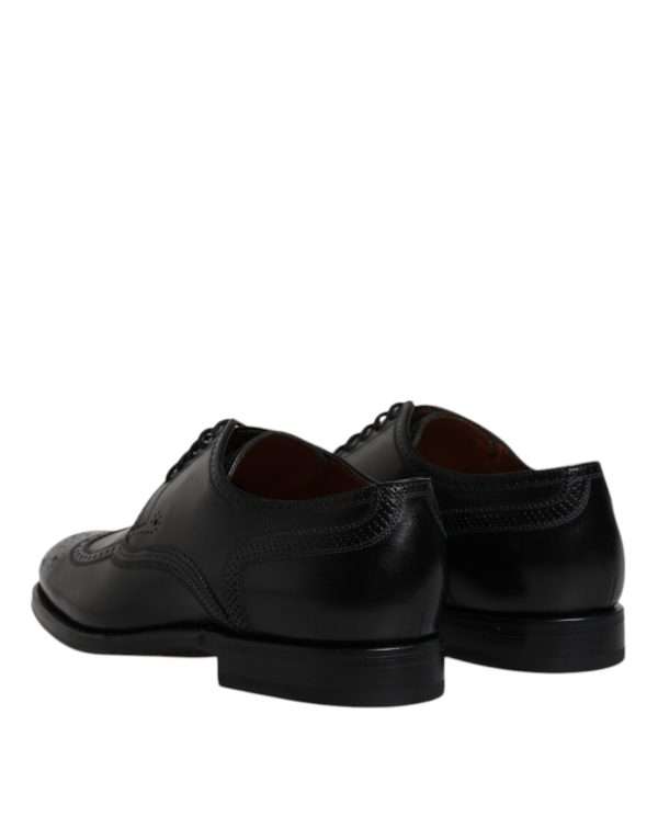 Black Leather Derby Wingtip Formal Shoes - Image 5
