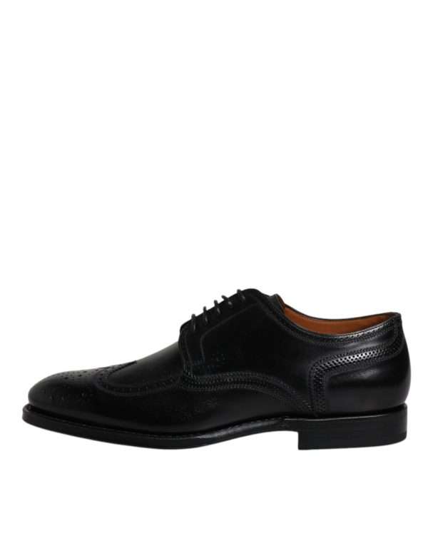 Black Leather Derby Wingtip Formal Shoes - Image 6