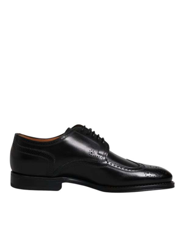 Black Leather Derby Wingtip Formal Shoes - Image 7