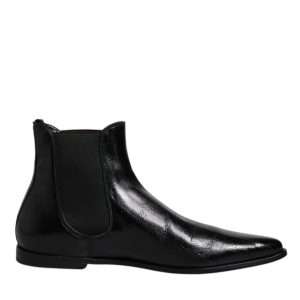 Black Leather Chelsea Men Ankle Boots Shoes