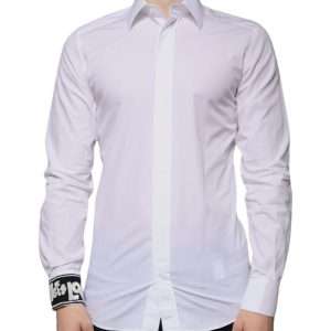 White Cotton Slim Fit GOLD Men Dress Shirt