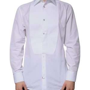White Bib Cotton Poplin GOLD Men Formal Shirt