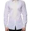 White Cotton Silk Slim Fit GOLD Dress Shirt - Image 2