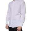 White Cotton Long Sleeve GOLD Dress Shirt - Image 3