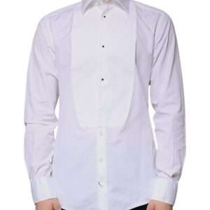 White Bib Cotton Poplin GOLD Men Formal Shirt