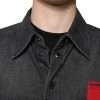 Black Logo Cotton Button Down Denim Shirt - Image 5
