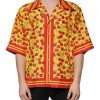 Yellow Cherry Button Down Silk Casual Shirt - Image 2